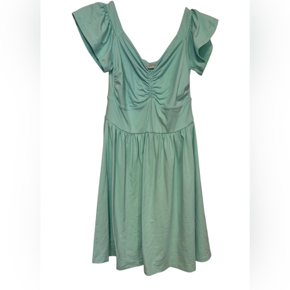Susana Monaco Revolve Off Shoulder Mini Dress Spearmint Green Sz M - Picture 2 of 5